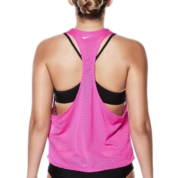 Nike Swim Performance Cover-Up Mesh Pink Crop Top Size Small - Picture 3 of 5